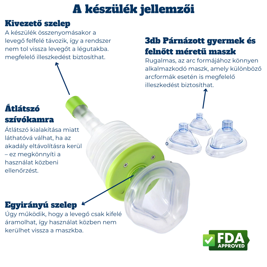Légsegély™ - Vészhelyzeti szívóeszköz a légutak tisztítására